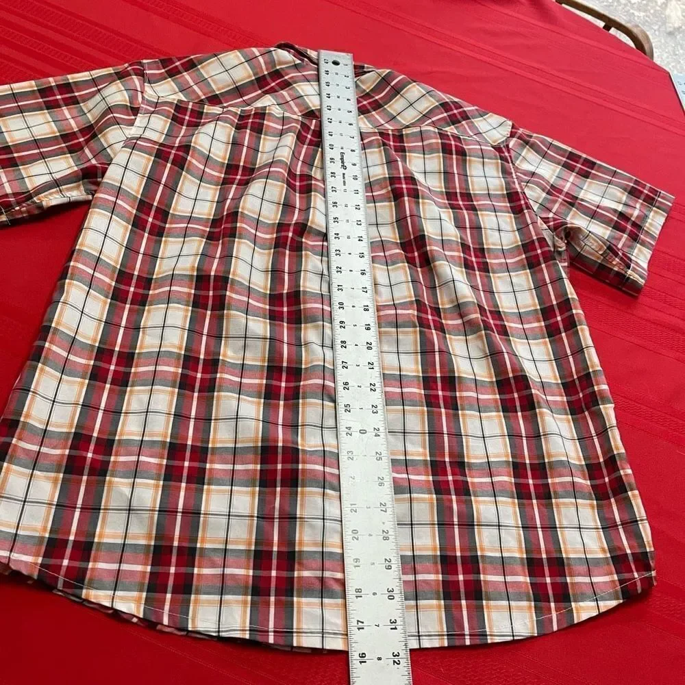 True Religion Men’s Plaid Pearl Snap Short Sleeve Button Up Shirt Size XXL